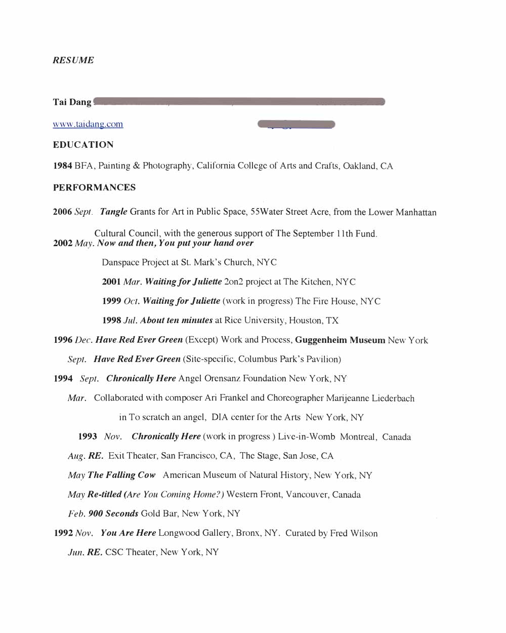 Tai Dang's Resume, pg 1
